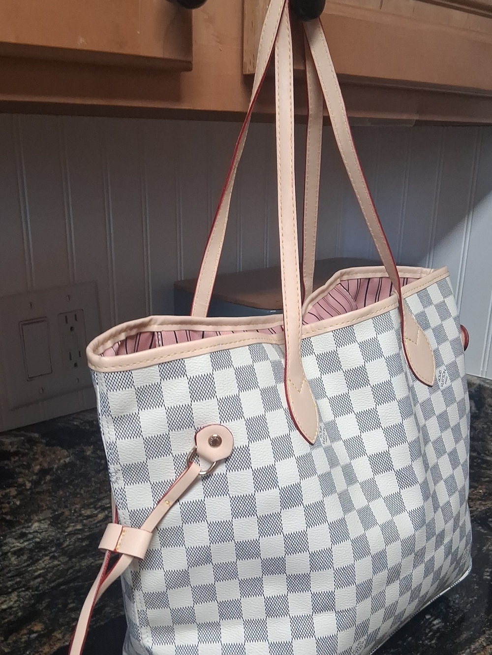 Source Unknown Cream Checkered Tote Bag Nwot. FIRM PRICE - Picture 2 of 16